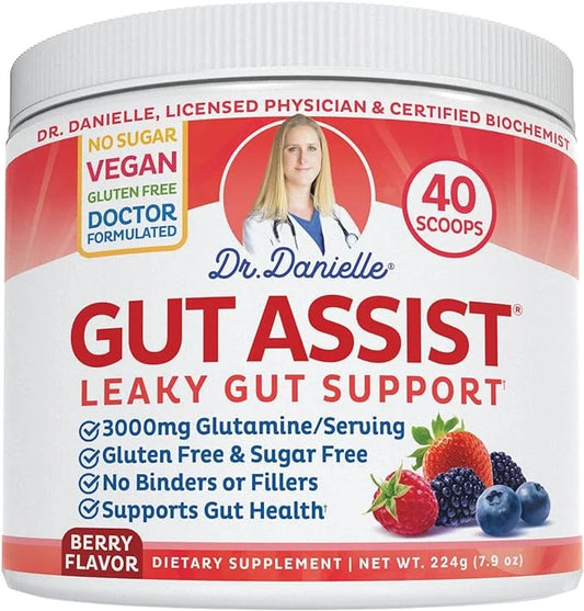 Doctor Danielle Gut Assist - Leaky Gut Repair Supplement Powder - Glutamine, Arabinogalactan, Licorice Root - Supports IBS...