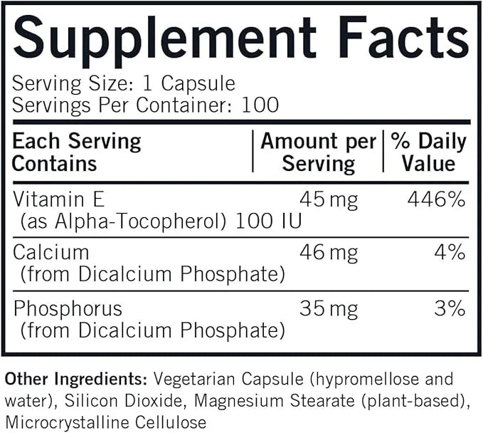 Kirkman Vitamin E 100 IU 100 Vegetarian