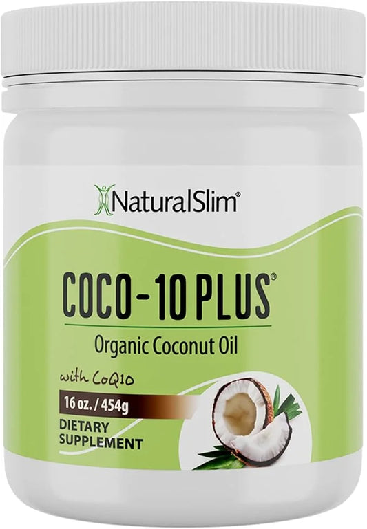 NaturalSlim Coconut Oil with CoQ10 - MCT Oil Organic Coconut Oil for Baking, Mixing with Shake, Smoothies, Coffee, or Inge...
