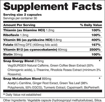 Metabolism and Natural Energy Supplements 60 Capsules