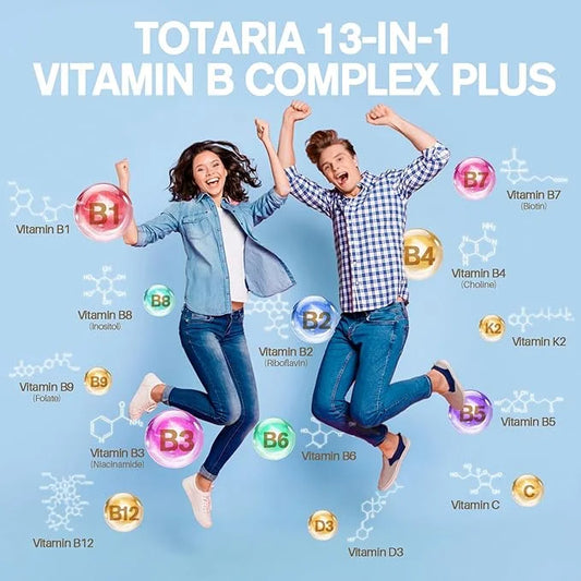 13-in-1 Vitamin B Complex Plus B1, B2, B2, B3 B3 (Niacinamide), B4, B5, B5, B6, B6, B7 B7 (Biotin), B8 (Inositol), B9 (Fol...