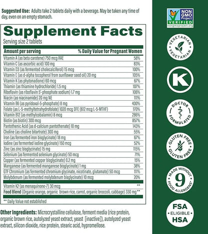 MegaFood Baby & Me 2 Prenatal 120 Tabs (60 Servings)