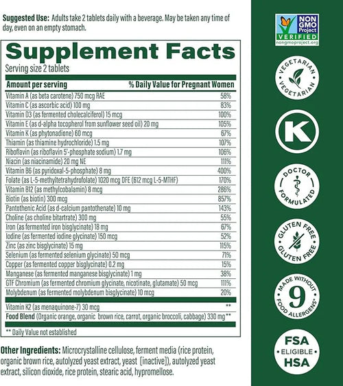 MegaFood Baby & Me 2 Prenatal 120 Tabs (60 Servings)