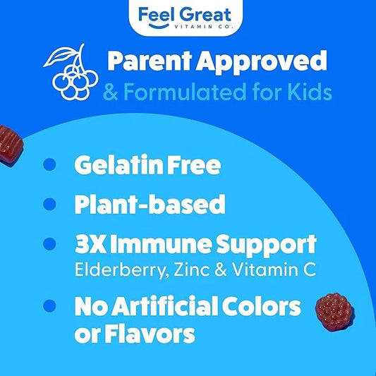 Feel Great Kids Elderberry Gummies 90 Day