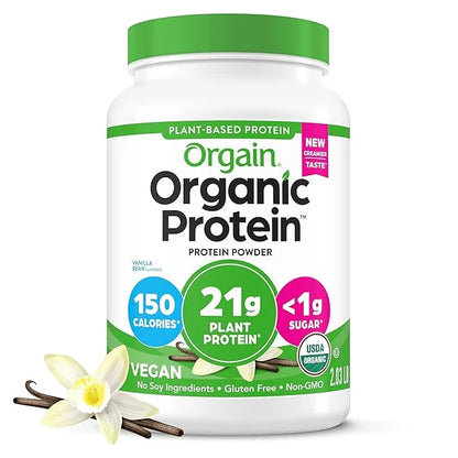 Orgain Organic Vegan Protein Powder, Vanilla Bean 21g Plant 6g Prebiotic 2.03 lb