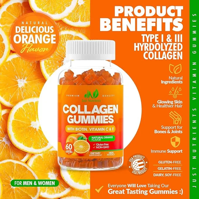 Collagen Peptides Gummies with Biotin, Vitamin 60 Gummies