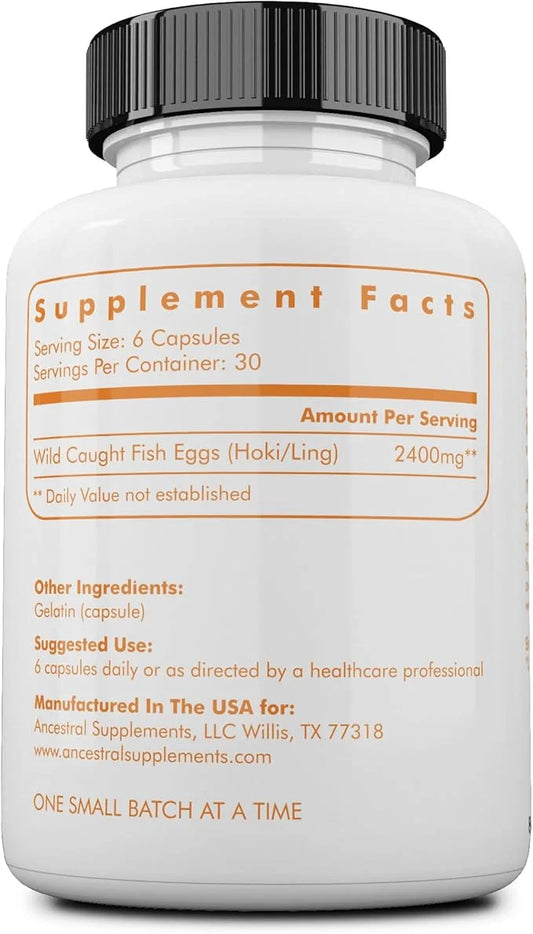 Ancestral Supplements Wild Caught Fish Eggs, 2400mg, Omega-3 Supplement Supports Brain, Heart, Fertility and Inflammatory ...