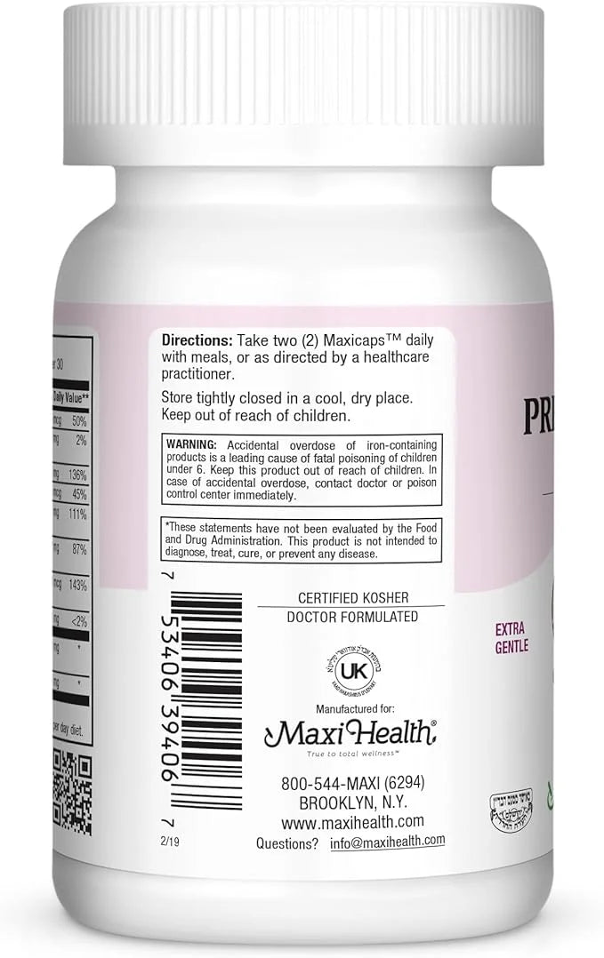 Maxi-Health Small Prenatal Capsules with Methyl Folate 60 Count