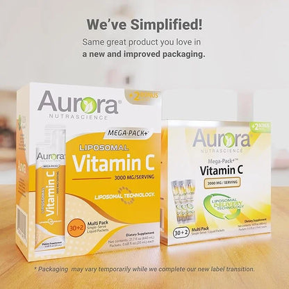 Aurora Nutrascience Mega-Pack Liposomal Vitamin C, 3,000 mg 32 Single 21.7 oz (640 mL)