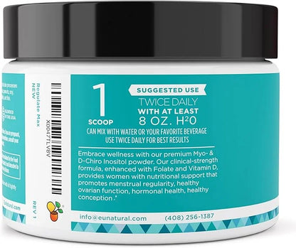 Eu Natural Regulate MAX Myo-Inositol & D-Chiro Inositol Supplement Powder for Women with Vitamin D & Folate PCOS Nutrition...