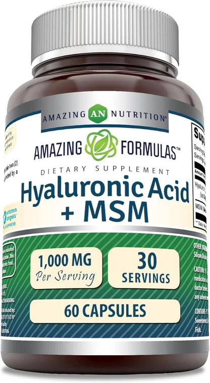 Amazing Formulas Hyaluronic Acid & MSM Supplement | 1000 Mg Per Serving | Capsules | Non-GMO | Gluten Free | Made in USA (...