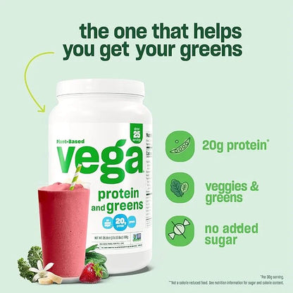 Vega Protein and Greens Protein Powder, 20g Plant 1.1 lbs