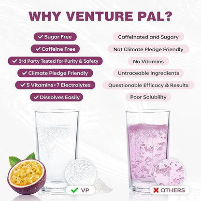 Venture Pal Sugar Free Electrolyte Powder Packets - Liquid Daily IV Drink Mix for Rapid Hydration & Party Recovery | 5 Vit...