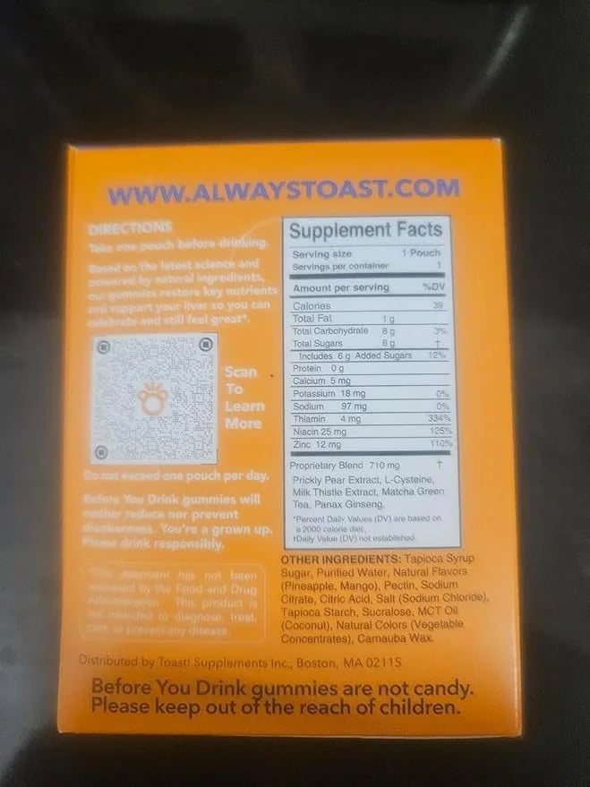 Before You Drink Gummies - Liver Support Supplement - Detox & Relief - L-Cysteine, Milk Thistle, Ginseng - Gift Bags, Kits...
