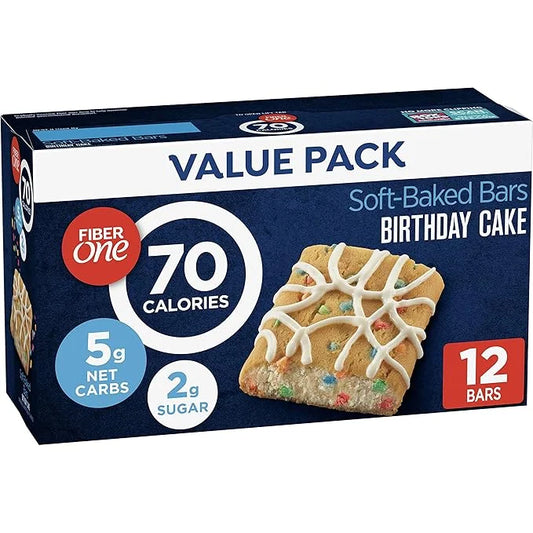 Fiber One 70 Calorie Soft-Baked Bars, Birthday Cake, Snack Bars, 12 ct - Product Image