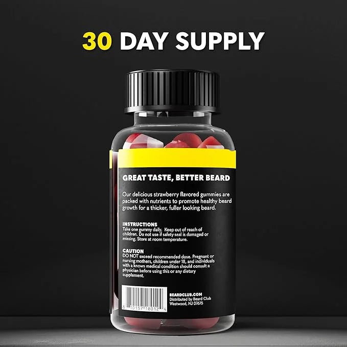 The Beard Club Biotin Beard Growth Vitamin Gummies - Beard and Hair Supplement for Men - Vitamins B12, E, & C to Support a...
