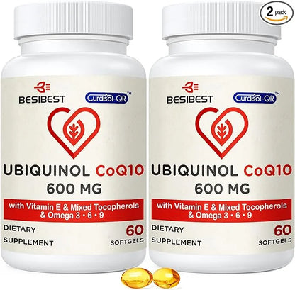 Ubiquinol CoQ10-600mg-Softgel, Active Coq10 Ubiquinol Supplement 3, 6, 6, 9, 9, High Absorption-Coenzyme-Q10, Powerful 120...