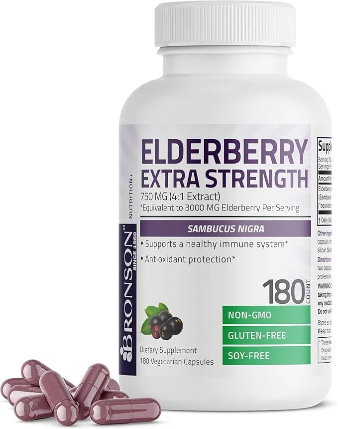 Bronson Elderberry Extra Strength, Supports Healthy 180 Vegetarian