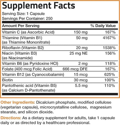 Bronson Vitamin B Complex with Vitamin C 250 Vegetarian