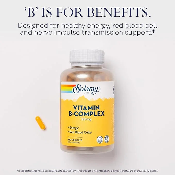 SOLARAY Vitamin B Complex 50mg B12, B6 B6 and 250 VegCaps