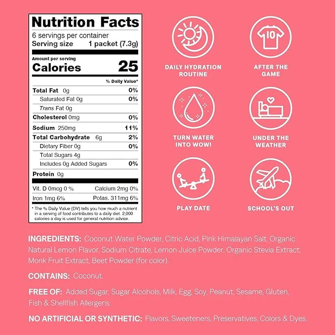 Cure Hydration - Kids Electrolyte Drink Mix | Plant-Based Pediatrician Formulated Rehydration | No Added Sugar, Non-GMO, G...