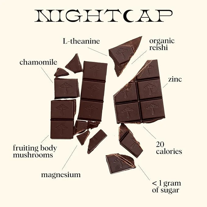 Alice Mushrooms Nightcap | Mushroom Chocolates | Supports Deep Sleep, Calm Mind, and Stress Relief - Reishi & L-Theanine |...
