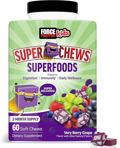 FORCE FACTOR Kids Superfood Super Chews, 2-Month Supply, 60 Soft