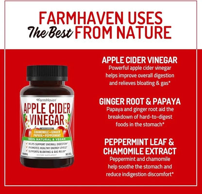 Apple Cider Vinegar Capsules With Ginger, 1390mg | 100% Natural 90 Capsules