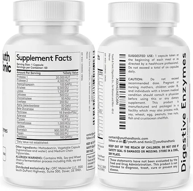 Youth & Tonic Digestion Stomach Support 180 Pills