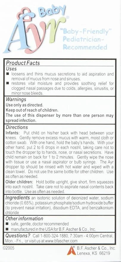 AYR Baby Saline Nasal Spray/Drops, 1