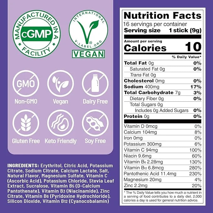 Venture Pal Sugar Free Electrolyte Powder Packets - Liquid Daily IV Drink Mix for Rapid Hydration & Party Recovery | 5 Vit...
