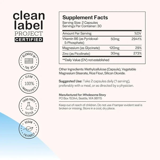 3-in-1 Zinc Picolinate Magnesium Glycinate Supplements with Vitamin B6 | Magnesium and Zinc Vitamin | Reproductive & Ferti...