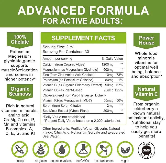 Calcium Magnesium Zinc with Magnesium Glycinate 500mg Plus D3 K2 K2 | D3 K2 K2 Liquid 1 Pack