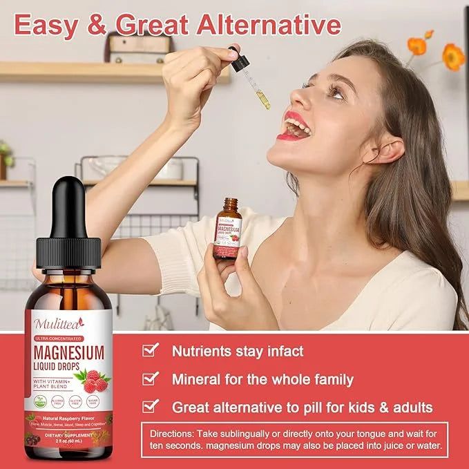 Magnesium Glycinate Liquid Drop - Triple Absorption Supplement to Support Nerves, Night, Heart, Muscles * -Sugar-Free with...