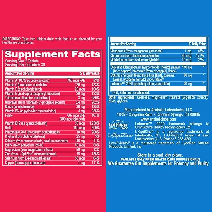 Iron Free Daily Multivitamin for Men 60 Tablets