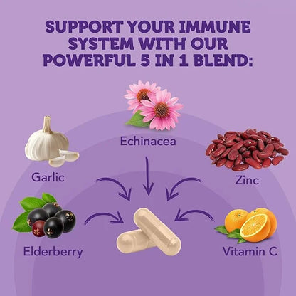 Vitamin Bounty Elderberry Immune Support 5-in-1 Blend, 60 Capsules, 2 Pack