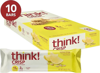 think! Protein Bars, High Protein Snacks, Gluten Free, Kosher Friendly, Lemon Crisp, 10 Count (Packaging May Vary) - Produ...