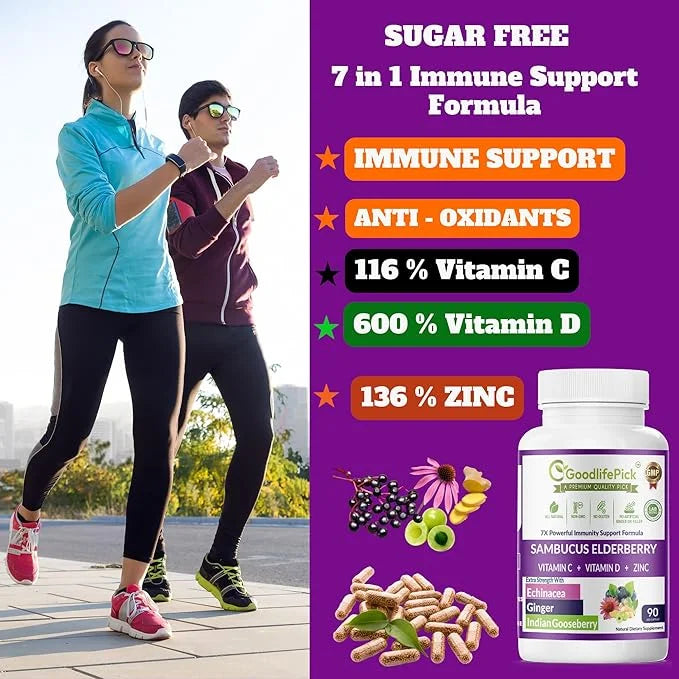 7 in 1 Elderberry with ZINC, 90 ct,