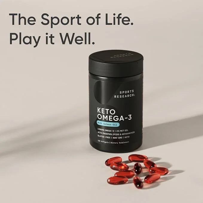 Sports Research Keto Omega Fish Oil with Wild Sockeye Salmon, Antarctic Krill Oil, Astaxanthin & Coconut MCT Oil - 1200mg ...