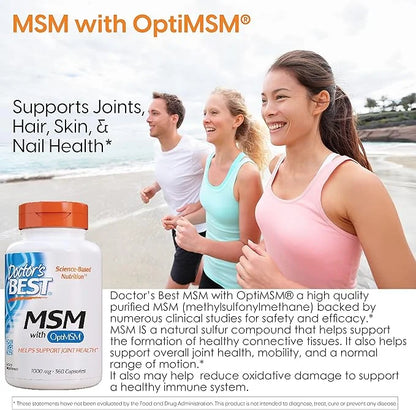 Doctor's Best MSM with OptiMSM, Joint 1000 mg, 180 Veggie