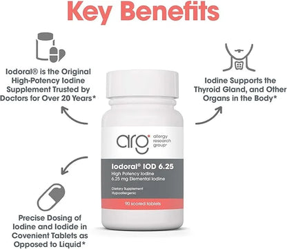 Optimox Iodoral 6.25 mg - Iodine Supplements for Thyroid Support, Potassium Iodide Tablets, Lugol Solution, Daily Vitamins...