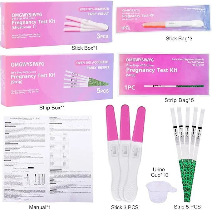 Early Detection Pregnancy Test Kits 8 Counts, x3, Hcg x5, Ultra 2 Ways Check(3+5 Counts)