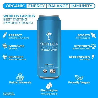 Sriphala Mineral Rich Nutritious Coconut Water Organic – with Fulvic Acid + Electrolyte Water – Non-GMO, Keto, Gluten-Free...