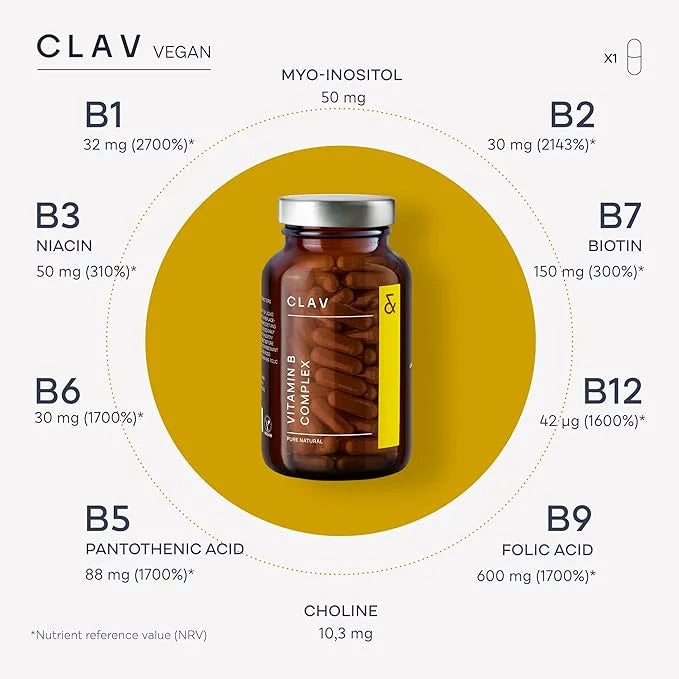 CLAV Vitamin B Complex 120 Capsules 8 B