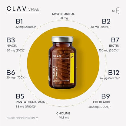 CLAV Vitamin B Complex 120 Capsules 8 B