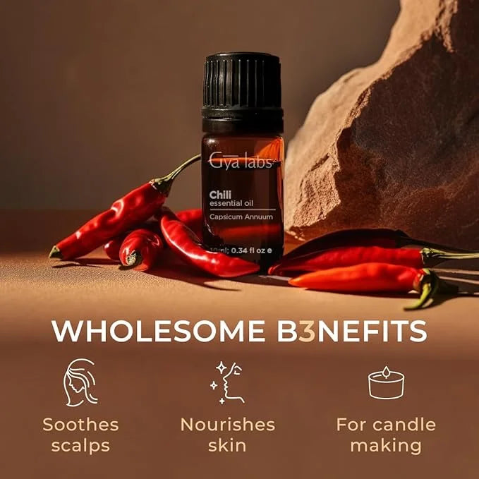 Gya Labs Chili Essential Oil for Hair Healthy - 0.34 Fl Oz - 100% Pure Natural Chili Oil for Skin, Diffusers, Candle Makin...
