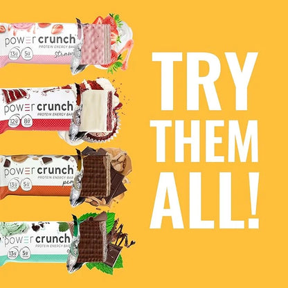 Power Crunch Protein Wafer Bars, High Protein Snacks with Delicious Taste, Peanut Butter Fudge, 1.4 Ounce (12 Count) - Pro...