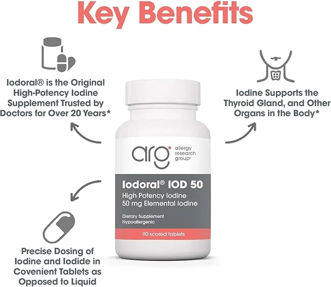 Optimox Iodoral 50 mg Supplement - Potassium Iodide Tablets, High Potency Iodine Tablets, Iodine Supplements for Thyroid S...