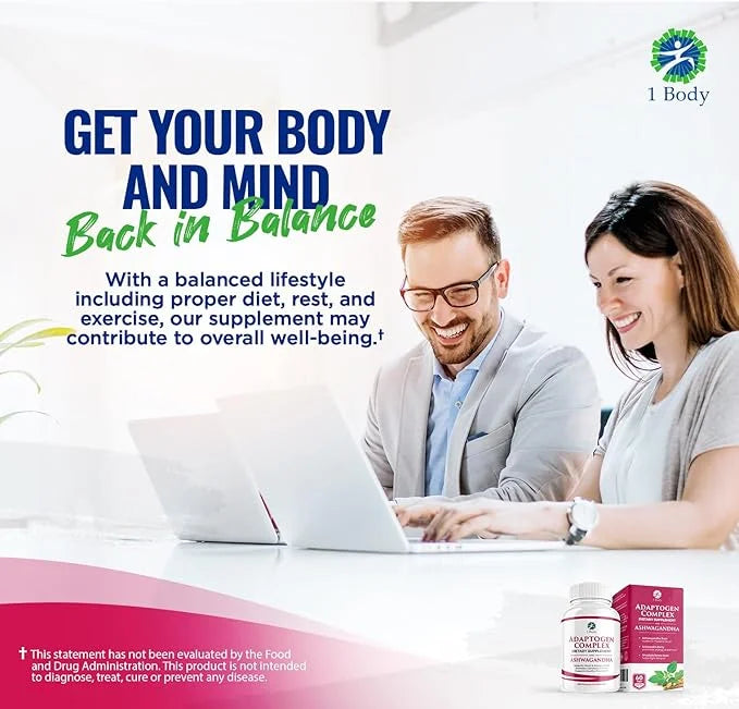 1 Body Ashwagandha Complex Supplement 120 Vegan