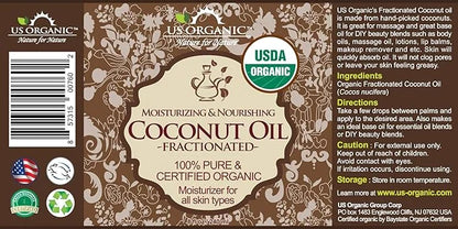 US Organic Fractionated Coconut MCT Oil (Liquid Coconut Oil), USDA Certified Organic, Non-GMO, Perfect for massage, carrie...